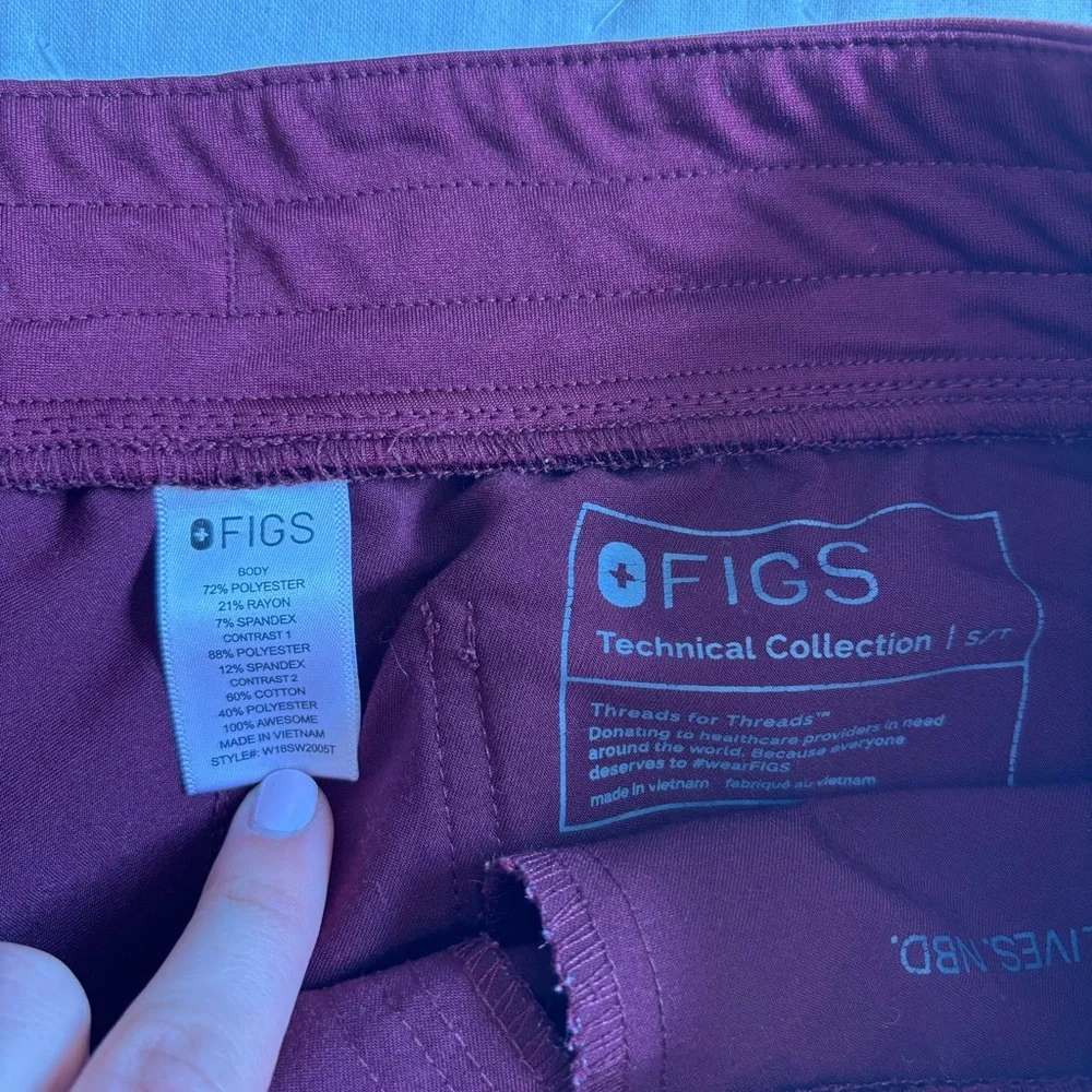 Lot of 3 FIGS Women’s High Waisted Zamora Joggers S/Tall Long Blue Navy Burgundy - Picture 10 of 10